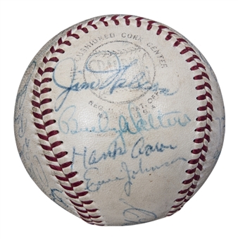 1954 Milwaukee Braves Team Signed ONL Giles Baseball With 24 Signatures Including Aaron, Mathews & Spahn (Beckett)